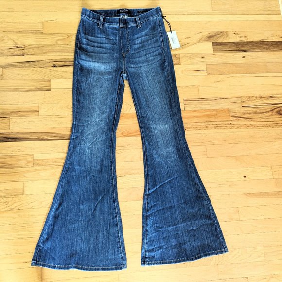 Judy Blue High Waist Pull-On Super Flare Jeans Jeggings Denim Blue Size 9/29 NWT - Picture 1 of 16